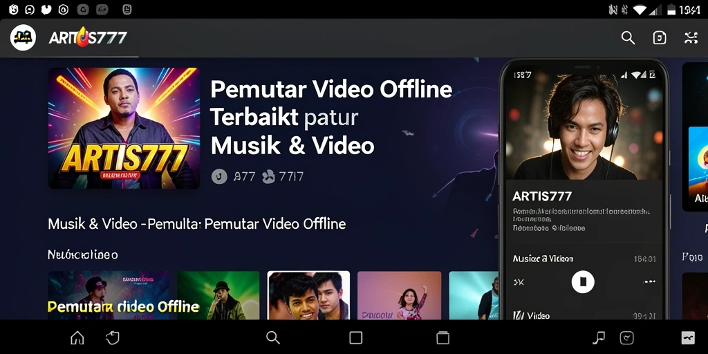 Antarmuka aplikasi ARTIS777 sebagai Pemutar Video Offline.