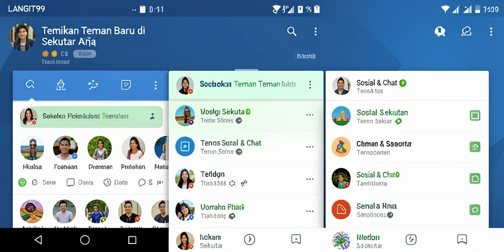 Antarmuka LANGIT99 yang menarik untuk menemukan teman baru.