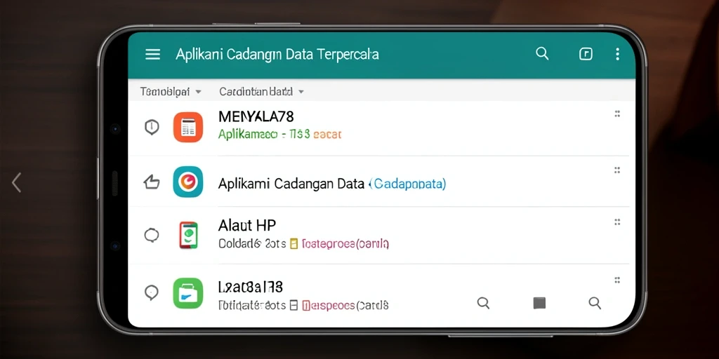 Antarmuka pengguna aplikasi Cadangan Data MENYALA78 yang sederhana dan efektif.