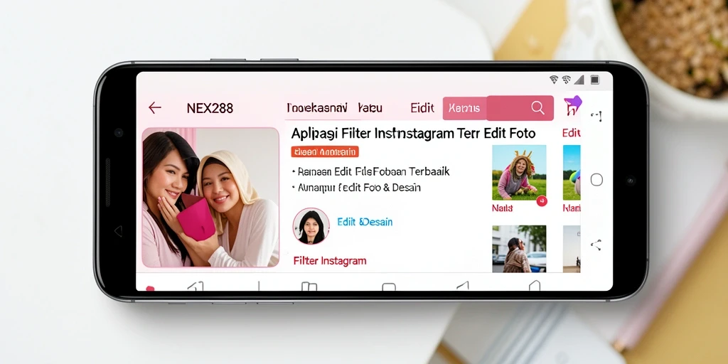 Antarmuka NEX288 dengan berbagai filter Instagram yang menarik.