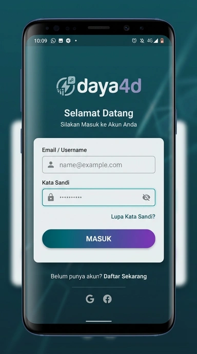 Tampilan halaman login daya4d
